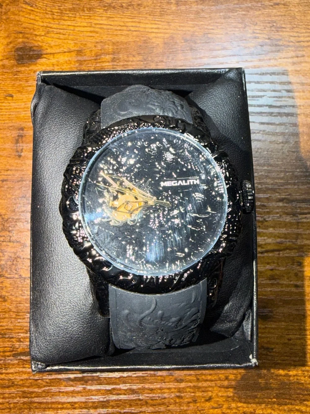Megalith Black Men's Watch with Gold Accents(Automatic)